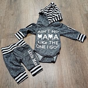 Hooded Onesie Coord Pant Set, sz 50, Newborn